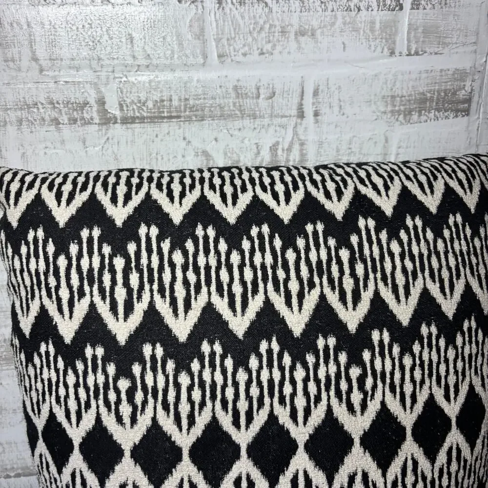 Black and Ivory Geometric Decorative Accent Pillow